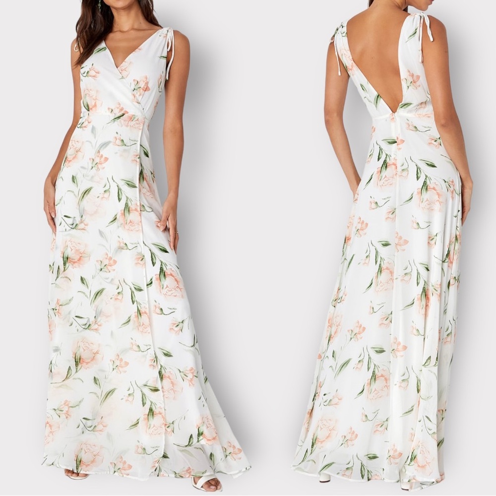 Lulu’s Romantic Possibilities Floral Maxi Dress Large